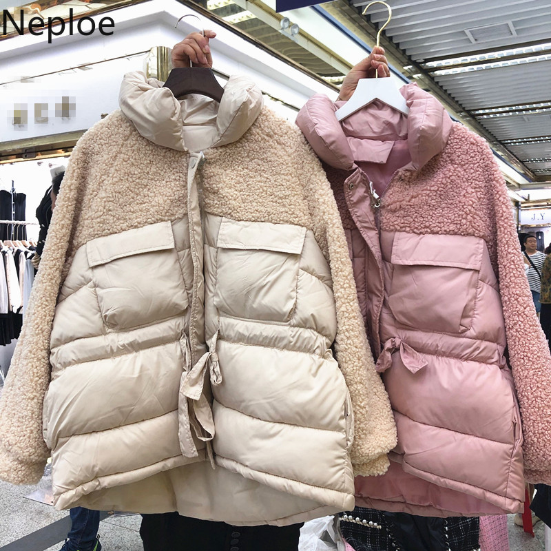 Neploe Femme Harajuku Stand Collar Parka 2019 Winter Thick Warm Jacket Women Lamb Patchwork Zipper Drawstring Cotton Coat 55109, Pink
Neploe Femme Harajuku Stand Collar Parka 2019 Winter Thick Warm Jacket Women Lamb Patchwork Zipper Drawstring Cotton Coat 55109, Pink