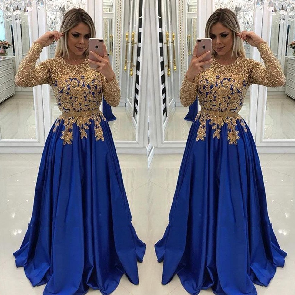 2019 Long Sleeves Mother of The Bride Groom Dresses Gold Appliques Beaded Royal Blue Long Evening Prom Gowns Formal BC0144
2019 Long Sleeves Mother of The Bride Groom Dresses Gold Appliques Beaded Royal Blue Long Evening Prom Gowns Formal BC0144