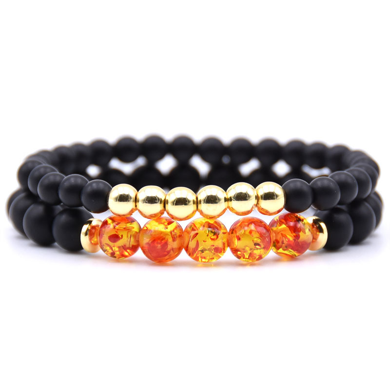 Wood Bead Bracelet Tibetan Buddhism Meditation Spicy Prayer Bead Men's Elastic Natural Stone Copper Bead Bracelet Set