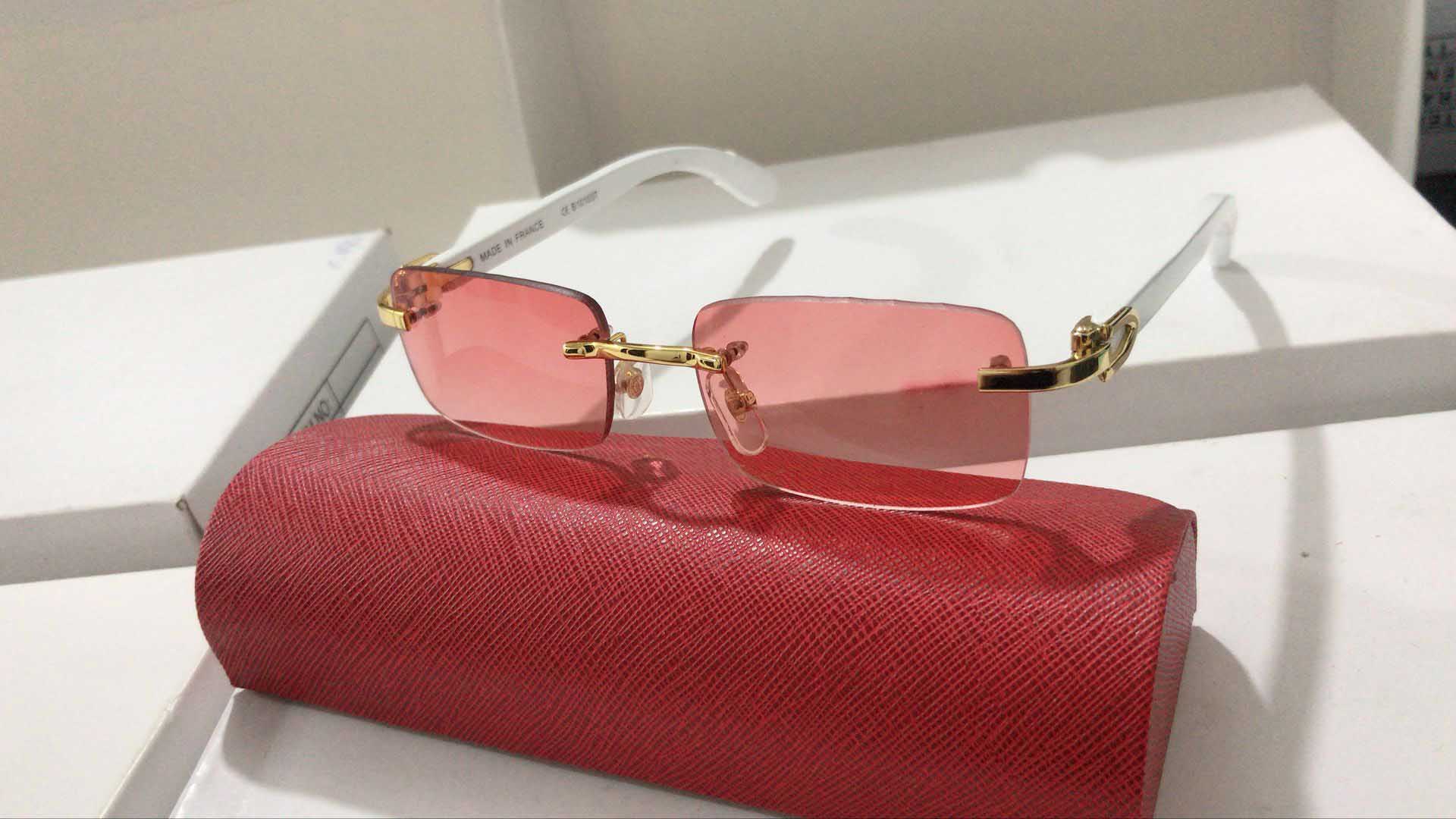 white buffalo horn glasses mens vintage retro wooden sunglasses for womens black brown clear lens new fashion sport rimless fashion sunglass
