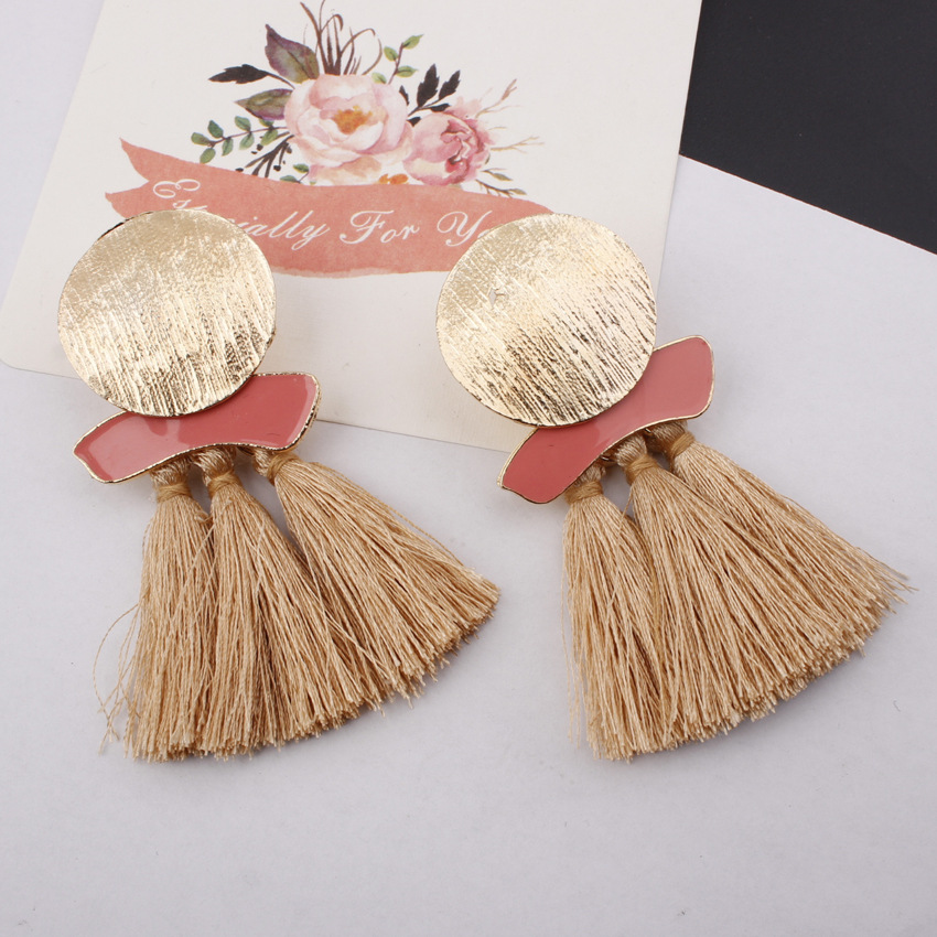 Mixed color irregular round tassel earrings fashion earrings new women's wild earrings accessories
