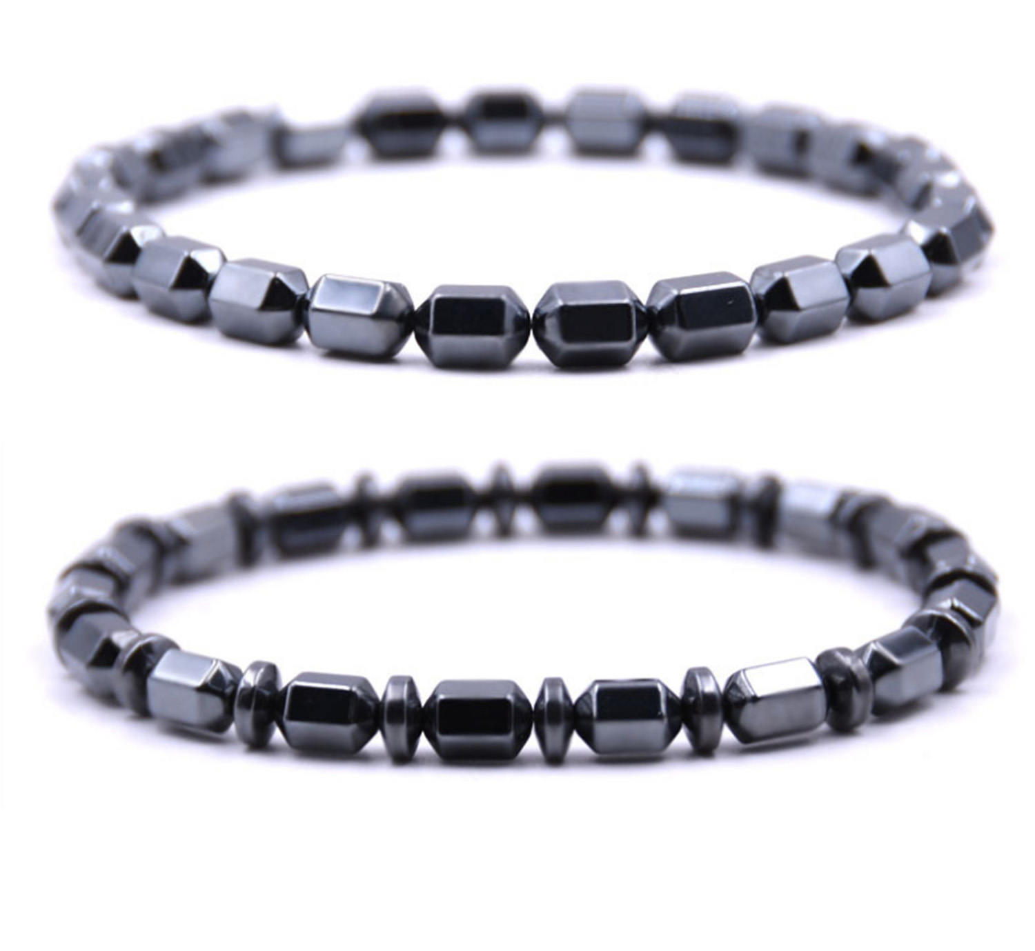 Black gallstone hexagonal column bracelet charm men's jewelry handmade birthday Christmas gifts