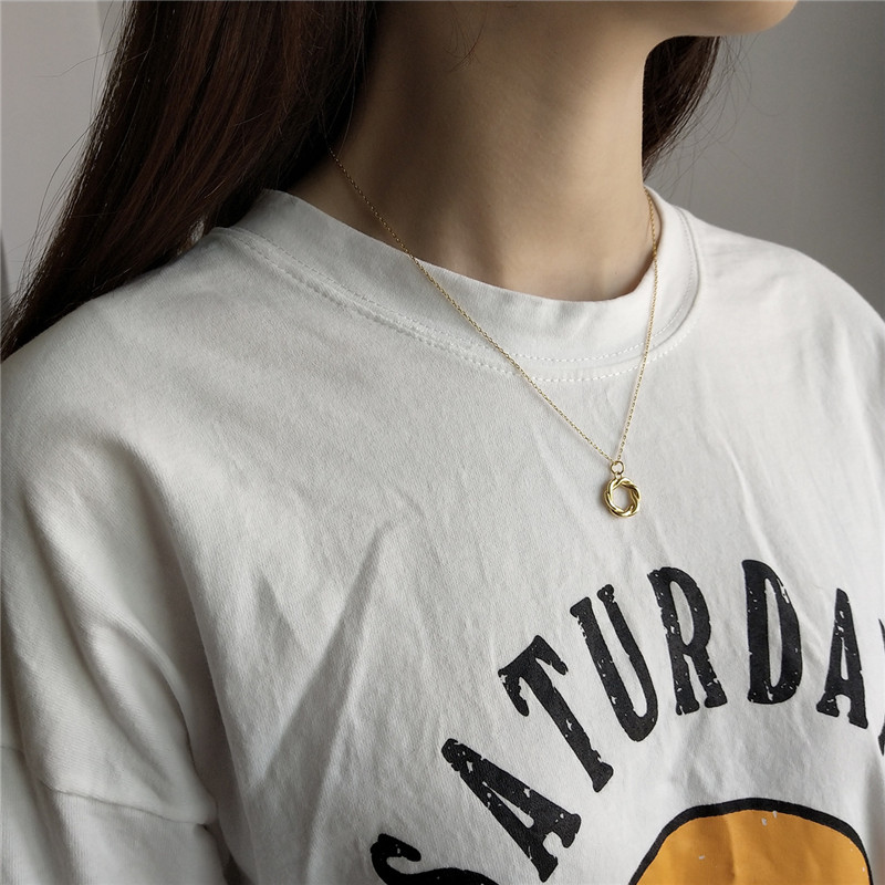 Women Necklaces 925 Sterling Silver Garland Pendant Necklace New Fashion White Gold Color Hollow Twist Geometric Circle Necklace