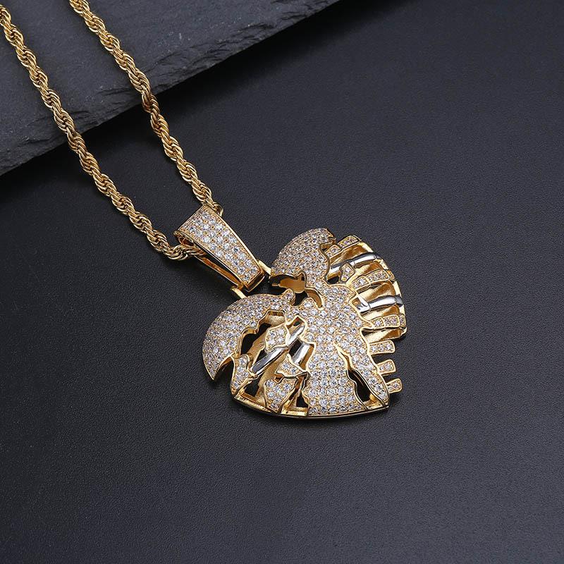 personalized Real 18K Gold Bling Diamond Broken Hollow Heart Mens Pendant Necklace Iced Out Cubic Zirconia Lovers Hip Hop Jewelry for Men