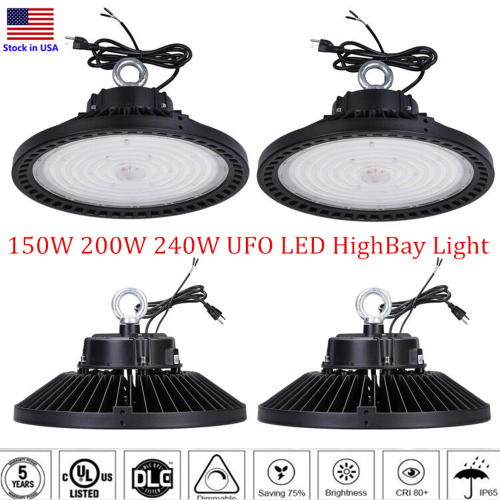 

DLC 1-10V Dimmable UFO LED High Bay Light 100W 150W 200W 240W LED Flood Light IP65 Mining Highbay Lamp street work shop lights