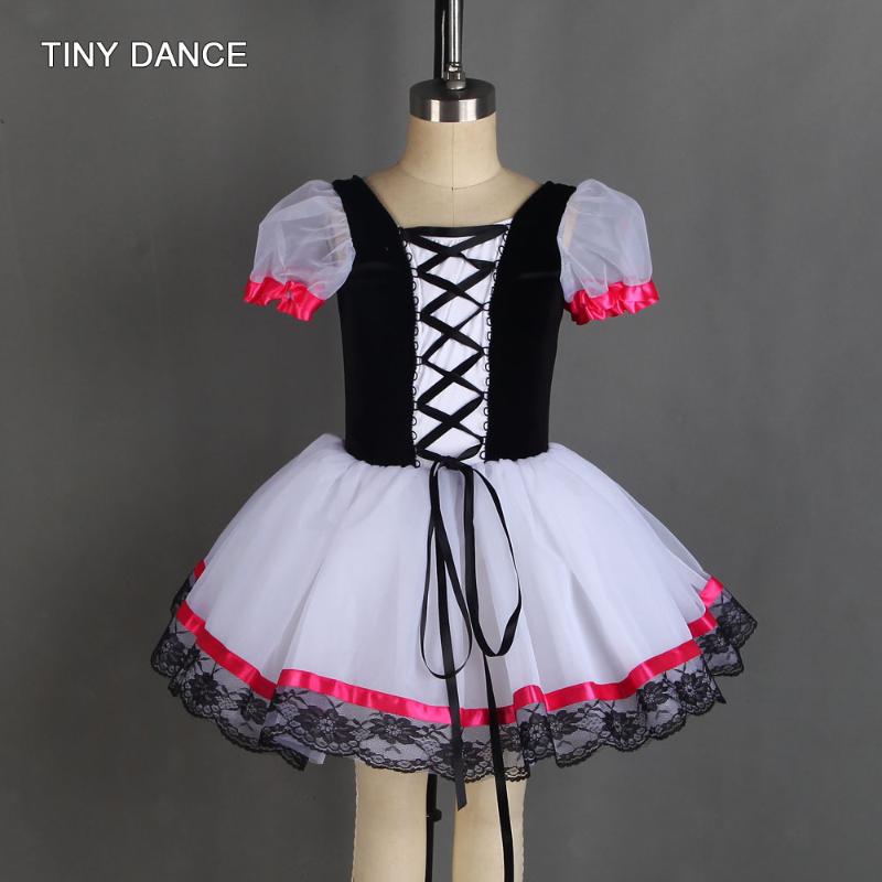 Short Sleeve Ballet Dance Tutu Black Velvet Bodice with Ribbon Trim in the Front Ballerina Dress Girls Ballet Tutus 20019, Black and white
Short Sleeve Ballet Dance Tutu Black Velvet Bodice with Ribbon Trim in the Front Ballerina Dress Girls Ballet Tutus 20019, Black and white