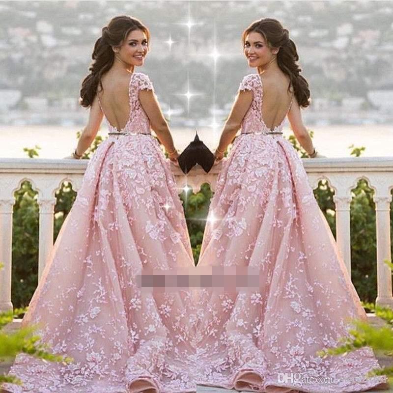Elie Saab 2020 Pink Evening Dresses Lace Appliques Sheer Jewel Neck Short Sleeve Backless Formal Prom Dresses Custom Made, Chocolate
Elie Saab 2020 Pink Evening Dresses Lace Appliques Sheer Jewel Neck Short Sleeve Backless Formal Prom Dresses Custom Made, Chocolate