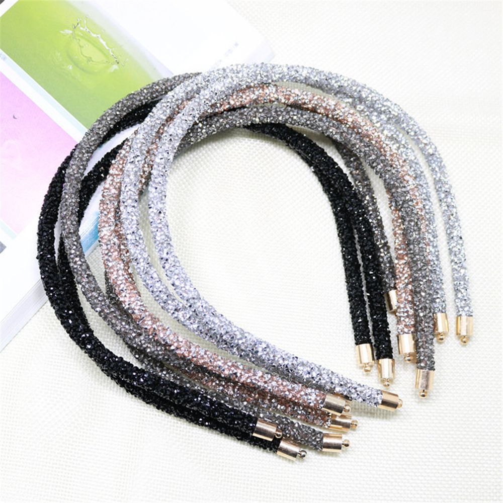 Fashion Korea Crystal Soft Headband for Women Shinny Rhinestone Hairband Beads Bezel Girls Hair Accessories Simple Headwear