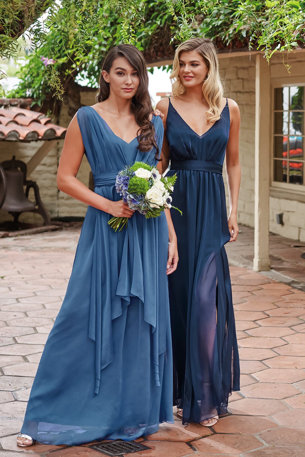 New Jasmine Bridesmaid Dresses Chiffon Sexy V Neck High Split Ruffles Ankle Length Plus Size Maid Of Honor Gowns Wedding Guests Robes