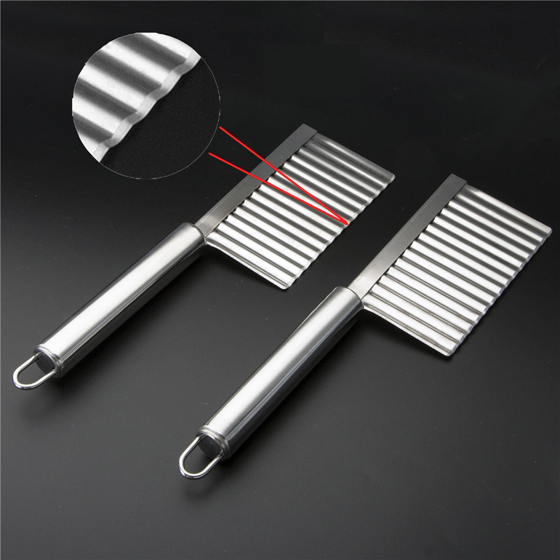 1pc Stainless Steel Wavy Knife Fruit Vegetable Crinkle Cutter French Fry Slicer Kitchen Potato Salad Steel Blade Chopping Cutting 7643476
