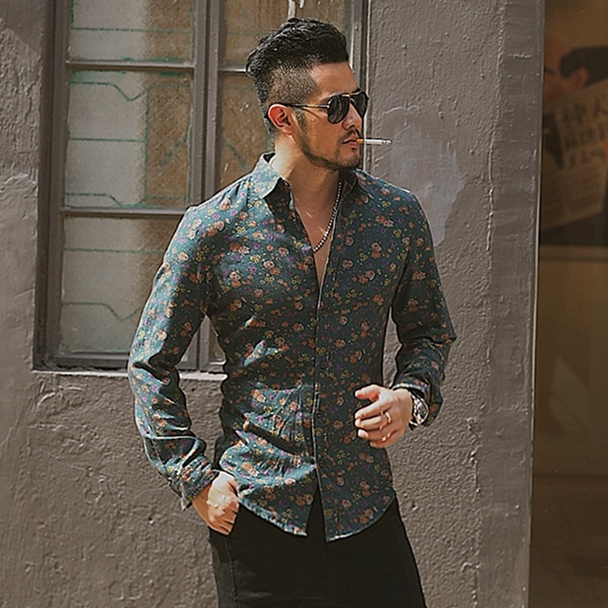 Autumn New Fashion Men' Flower Printed Shirt Personality Men' Slim Long Sleeve Shirt S5001,S5002,S5005, Green s5005
Autumn New Fashion Men' Flower Printed Shirt Personality Men' Slim Long Sleeve Shirt S5001,S5002,S5005, Green s5005