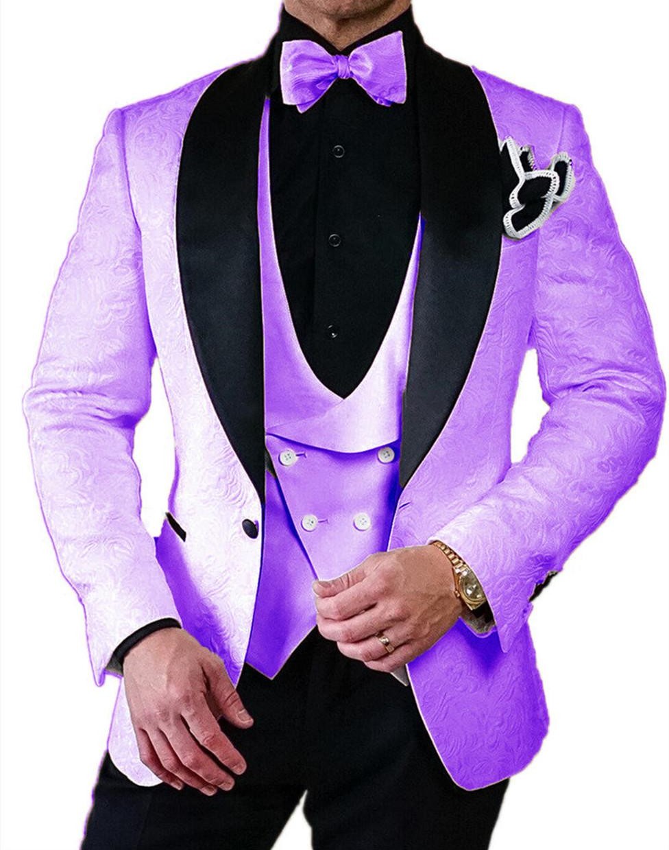 Fashion White Embossing Groom Tuxedos Shawl Lapel Groomsman Wedding 3 Piece Suit Men Business Prom Jacket Blazer(Jacket+Pants+Tie+Vest) 88