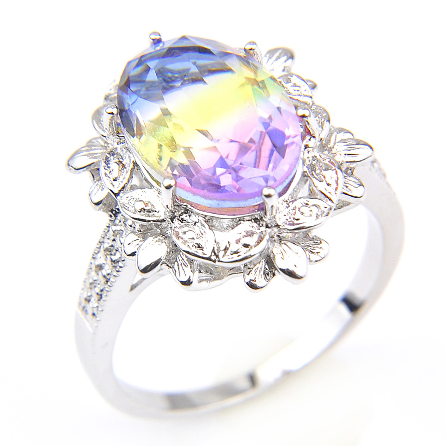 Luckyshine Valentine's Oval Bi color Tourmaline Solitaire Gems 925 Sterling Silver Plated Rings Women 10 Pcs Free shipping 
Luckyshine Valentine's Oval Bi color Tourmaline Solitaire Gems 925 Sterling Silver Plated Rings Women 10 Pcs Free shipping