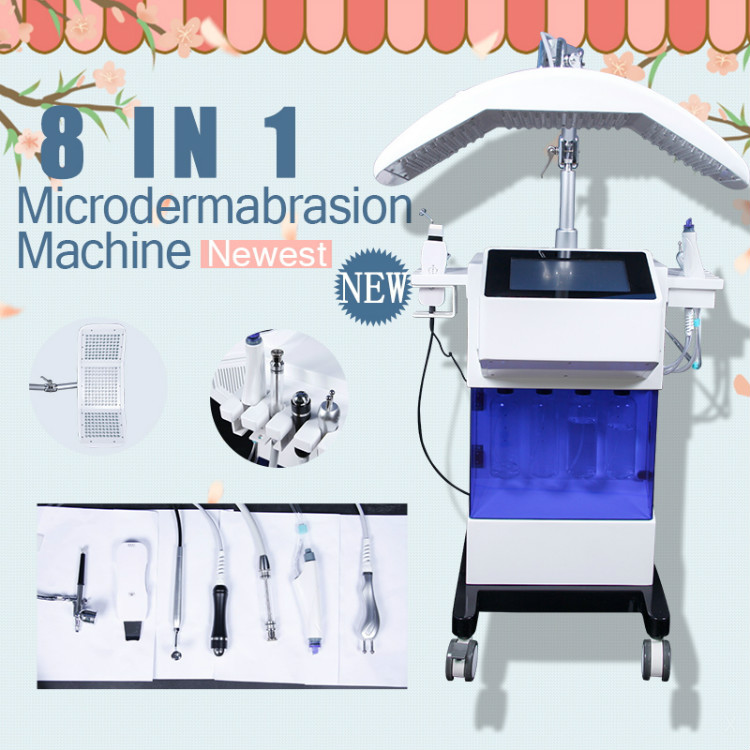 8 en 1 Hydro Dermabrasion Machine Dermabrasion Diamant Microdermabrasion Oxygen Jet Peeling Squis Ultrasonic Skin