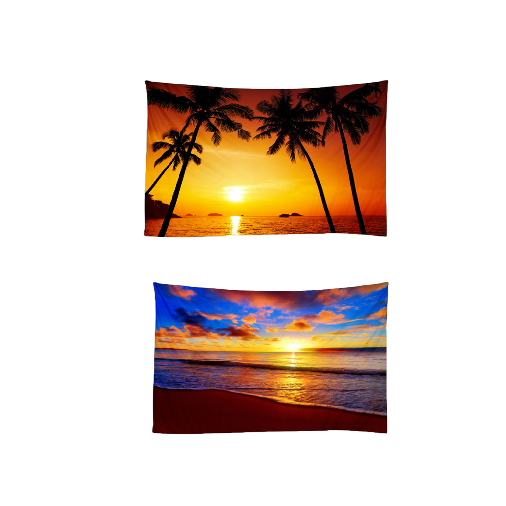 2pcs 200x150cm sunset on beach wall hanging tapestry for kids dorm durable