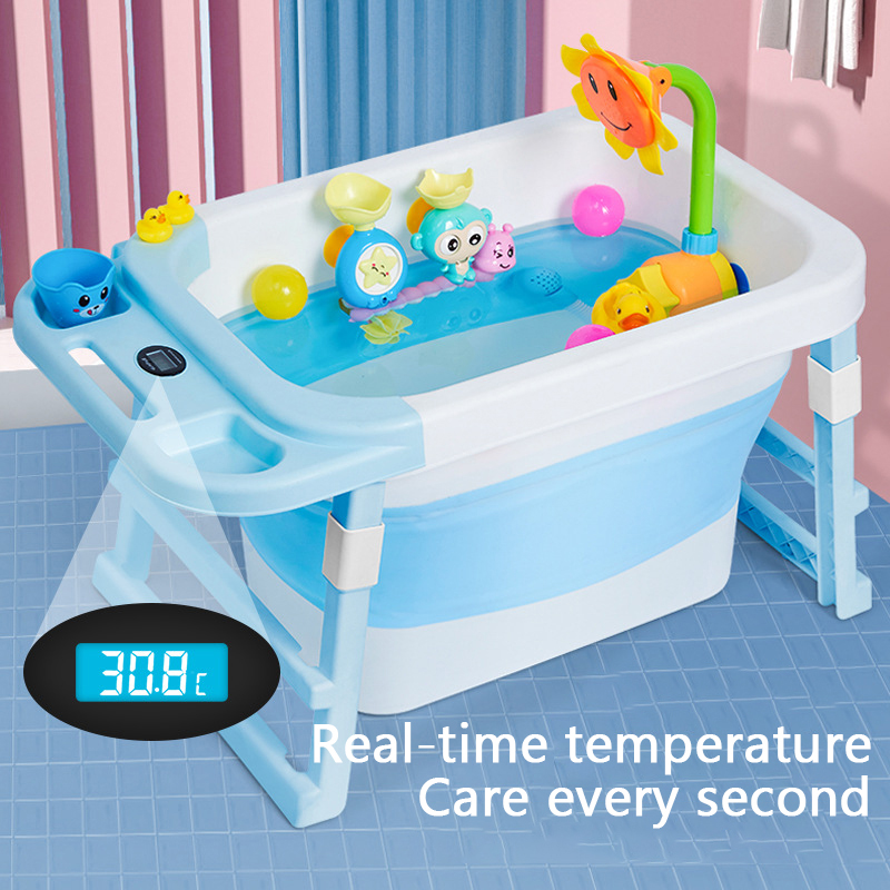 Portable Bathtub Temperature Sensor Baby Tub Folding Bath Barrel Child Bathtub Swimming Barrel Home Large Newborn Can Sit, Pink2
Portable Bathtub Temperature Sensor Baby Tub Folding Bath Barrel Child Bathtub Swimming Barrel Home Large Newborn Can Sit, Pink2