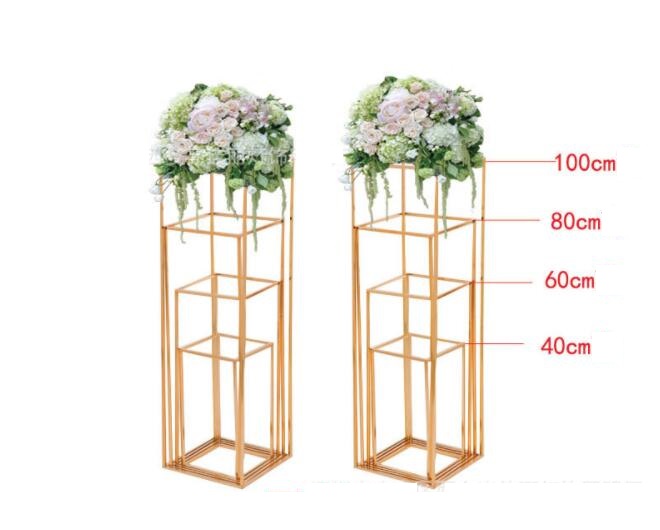 Gold color wedding decoration 4pcs/set Wedding flowers stand arrangement table centerpiece Iron geometric placed props