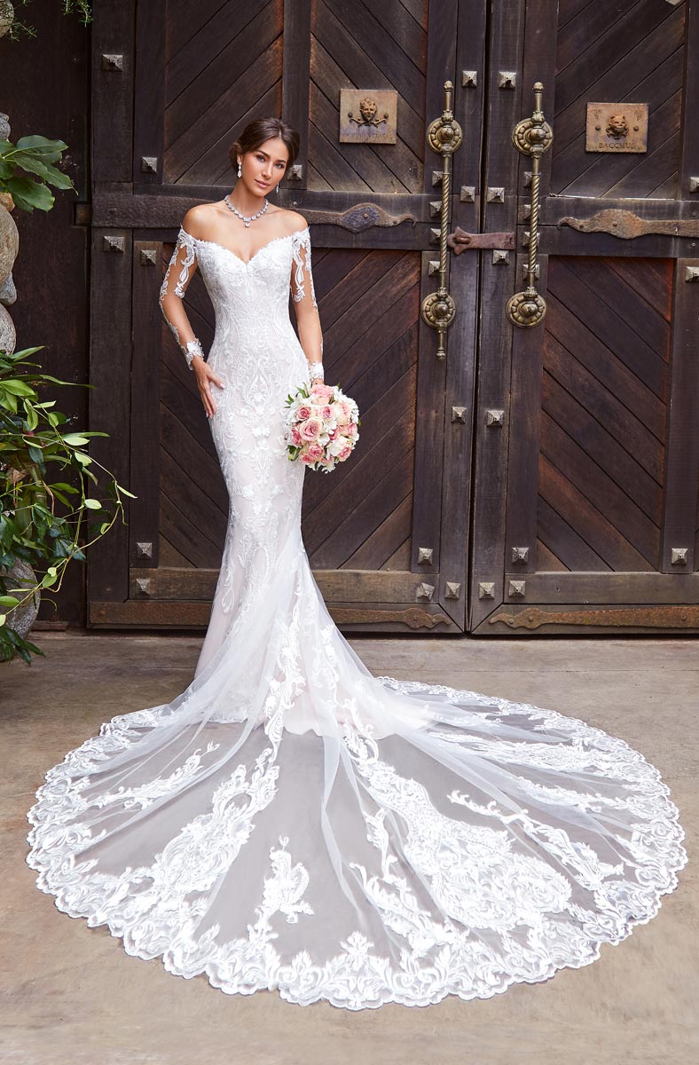 Mermaid Lace Modest Wedding Dresses Off The Shoulder Long Sleeves Bridal Gowns Buttons Back Trumpet Plus Size Robe De Marie