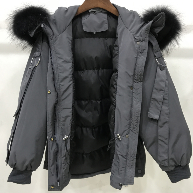 Large Real Raccoon Fur 2018 New Winter Jacket Women Warm Hooded Loose Duck Down Jacket Long Down Parkas Thick Winter Coat Women