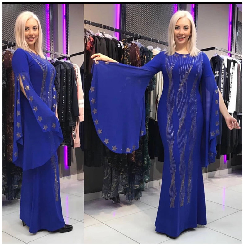 2019 African 3-Sizes New Design Bazin Chiffon Long Sleeve Diamond Dashiki Length :150cm For Lady(zuan)