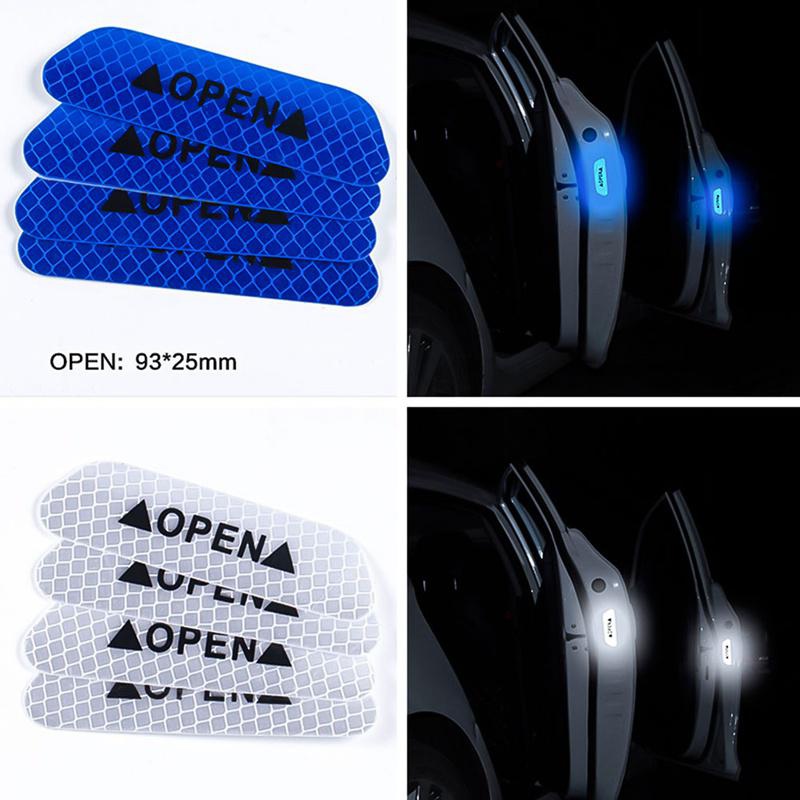 Universal 4Pcs/Set Car Door Stickers Waterproof DIY OPEN Reflective Tape Warning Mark Reflective Notice Auto Accessories