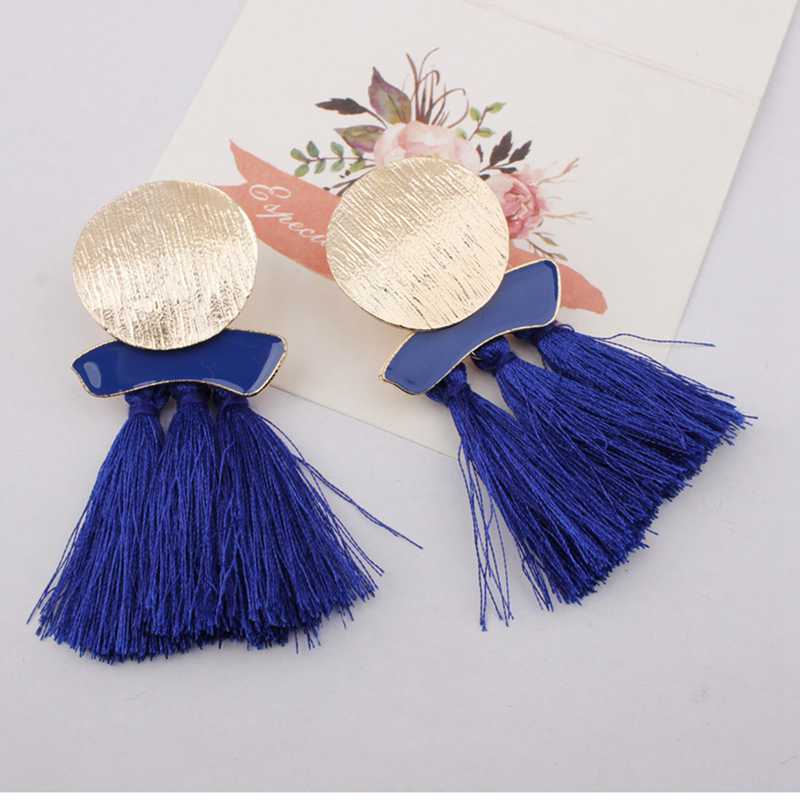 Mixed color irregular round tassel earrings fashion earrings new women's wild earrings accessories