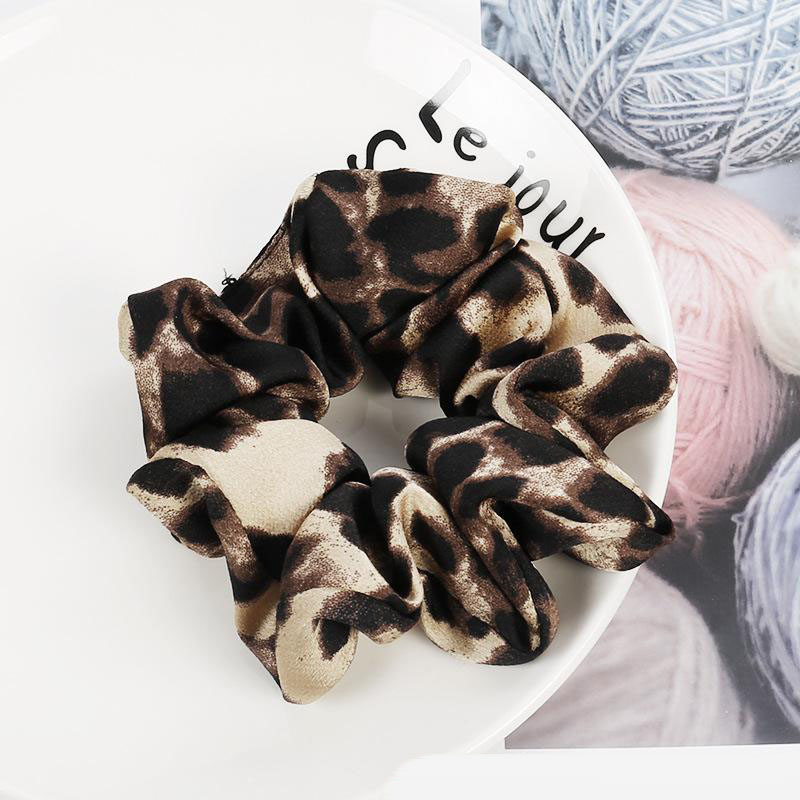 2019 Women Girls Chiffon Hairbands Floral Printed Ponytail Holders Leopard Hair Scrunchie Elastic Hair Bands Snake Printing Women Accesorios
