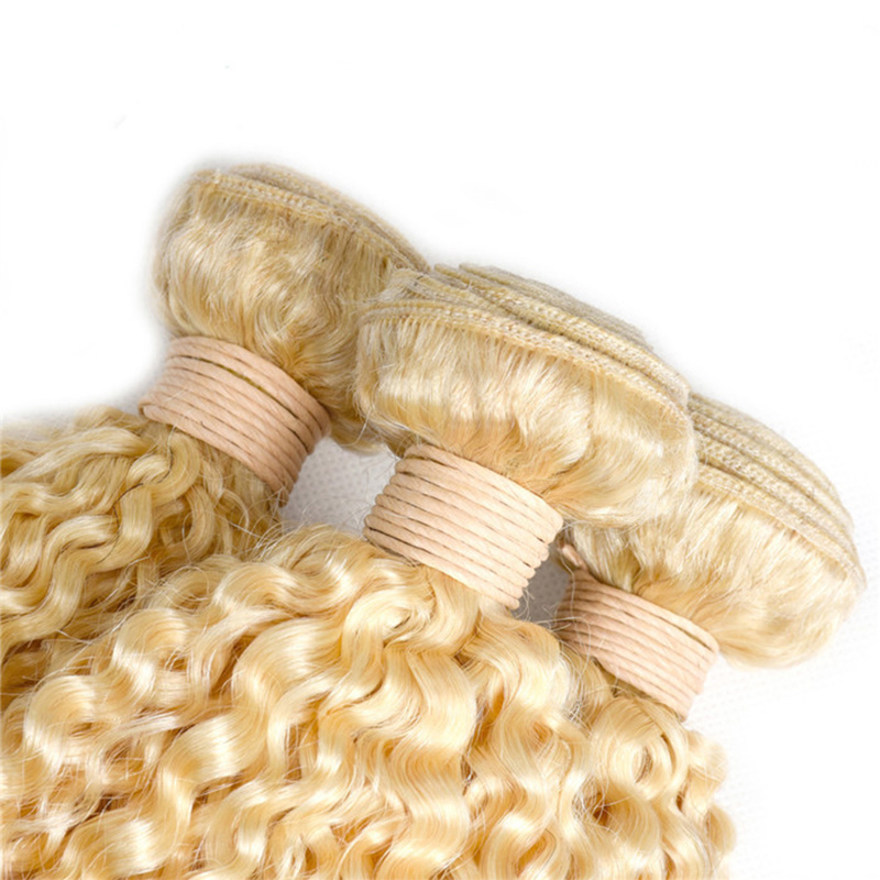 DHL Fedex Free 100g/piece 3pcs/lot brazilian malaysian blonde hair color 613 kinky curly blonde hair