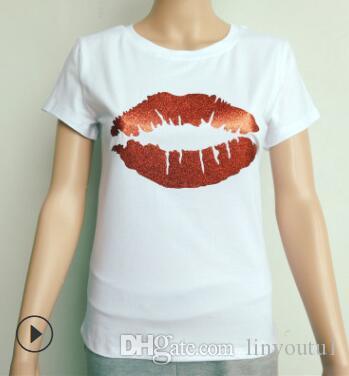 2020 Hot New Fashion T-shirts for Women Summer Short Sleeve Red lips tshirt ladies fitness harajuku t shirt women top tees