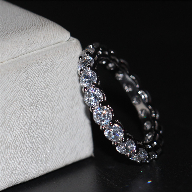 Eternity Promise Finger Ring 925 Sterling Silver Diamond cz Engagement Wedding Band Rings For Women Evening Party Jewelry