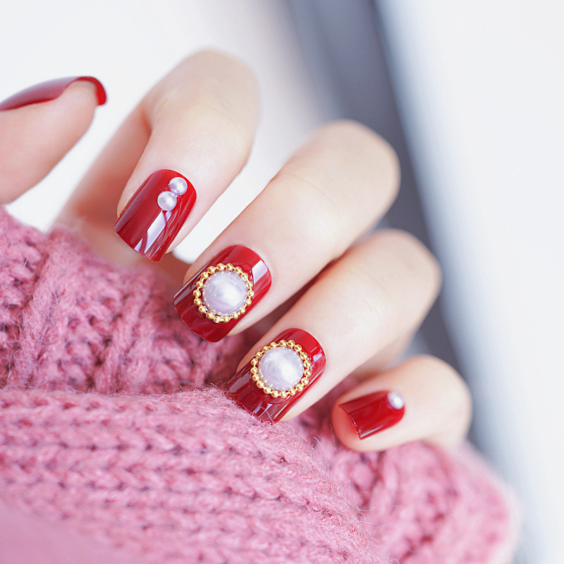 387- Fang Jiuhong Pearl Red ins Wind European and American Brides Wear Nail Art fake nails Patch in Japan and South Korea
387- Fang Jiuhong Pearl Red ins Wind European and American Brides Wear Nail Art fake nails Patch in Japan and South Korea