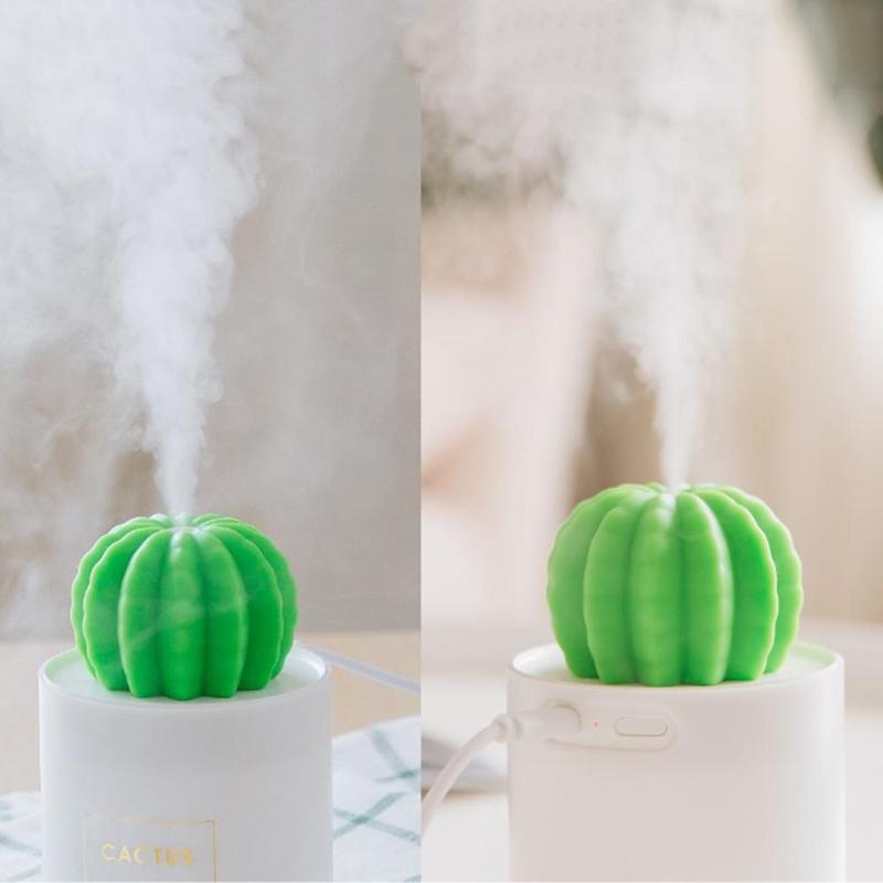 280ml USB Air Humidifier Cactus Timing Diffuser Mist Maker Fogger Mini Aroma Atomizer With Night Light for Home
