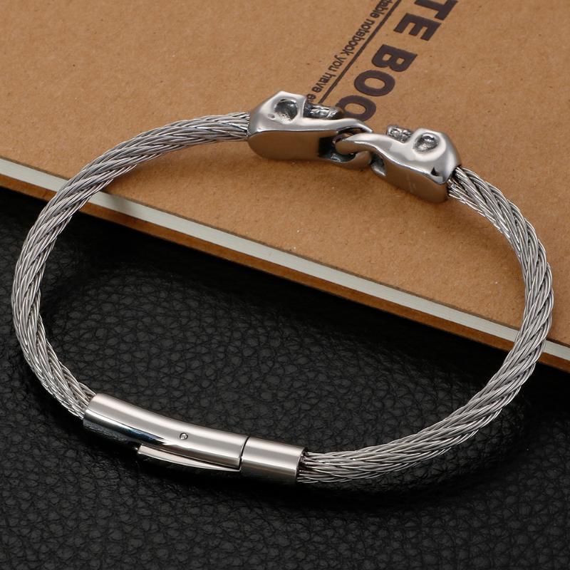 Gothic Double Bangle Men Stainless Steel Mens Bangle Bracelet Cool Friendship Jewelry Accessories Gifts For Husband1