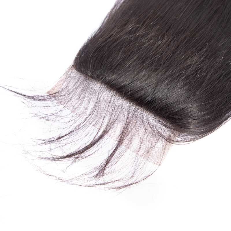 Mongolian Human 5X5 Lace Virgin Hair Closure 5*5 With Baby Hairs Top Closures 12-24Inch Natural Color