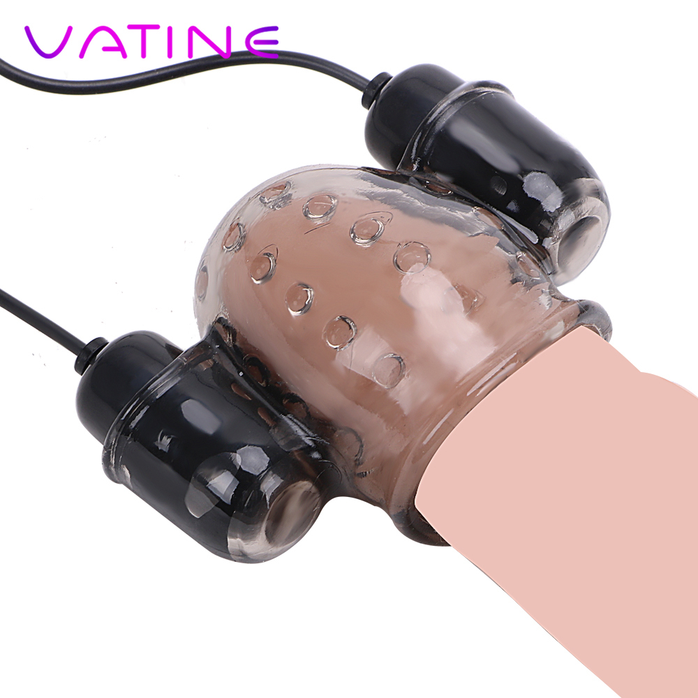 VATINE pénis vibrateurs Glans Entraîneur double Bullet Vibrator Retard Ejaculation Homme masturbateur érotique Sex Toys pour les hommes Sexe Prod