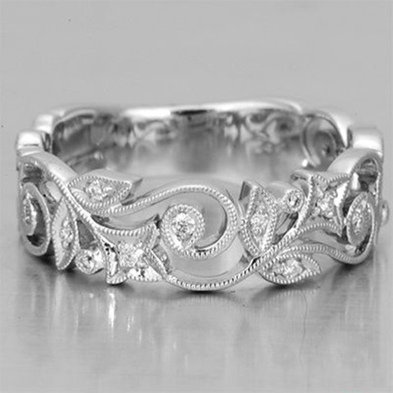 High quality Authentic 925 Silver flower Rings finger with pave Cubic zirconia Wedding ring European Women gift style