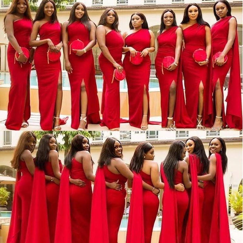 Cheap Red Mermaid Bridesmaid Dresses One Shoulder Side Split Long Wedding Guest Dress Formal Maid of Honor Gowns
Cheap Red Mermaid Bridesmaid Dresses One Shoulder Side Split Long Wedding Guest Dress Formal Maid of Honor Gowns