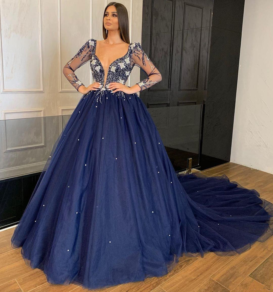 Stylish Beaded Long Sleeves Prom Dresses Sheer Plunging Neck Sequined Evening Gowns Plus Size A Line Tulle Sweep Train Formal Dress, Gold
Stylish Beaded Long Sleeves Prom Dresses Sheer Plunging Neck Sequined Evening Gowns Plus Size A Line Tulle Sweep Train Formal Dress, Gold