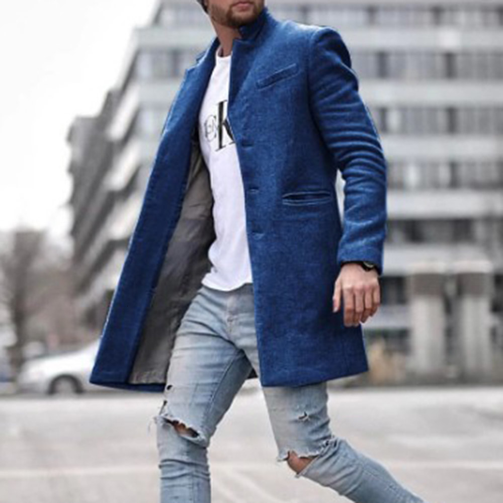 Autumn Winter 2019 Fashion Wool Coat Men Plus Size Outwear Black Warm Men's Long Blazer Coats Office Overcoat Tailored Coats 4XL CJ191212