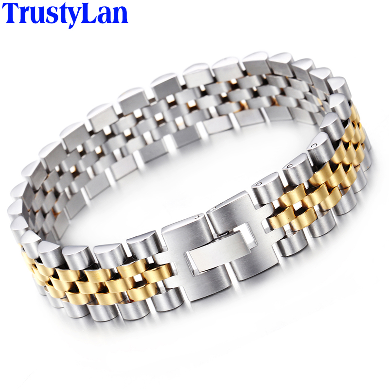 Link, Chain TrustyLan 15MM Wide Bracelet Men Watchband Style Adjustable Mens Bracelets Never Fade Gold Color Jewelry Jewellery Armband
Link, Chain TrustyLan 15MM Wide Bracelet Men Watchband Style Adjustable Mens Bracelets Never Fade Gold Color Jewelry Jewellery Armband