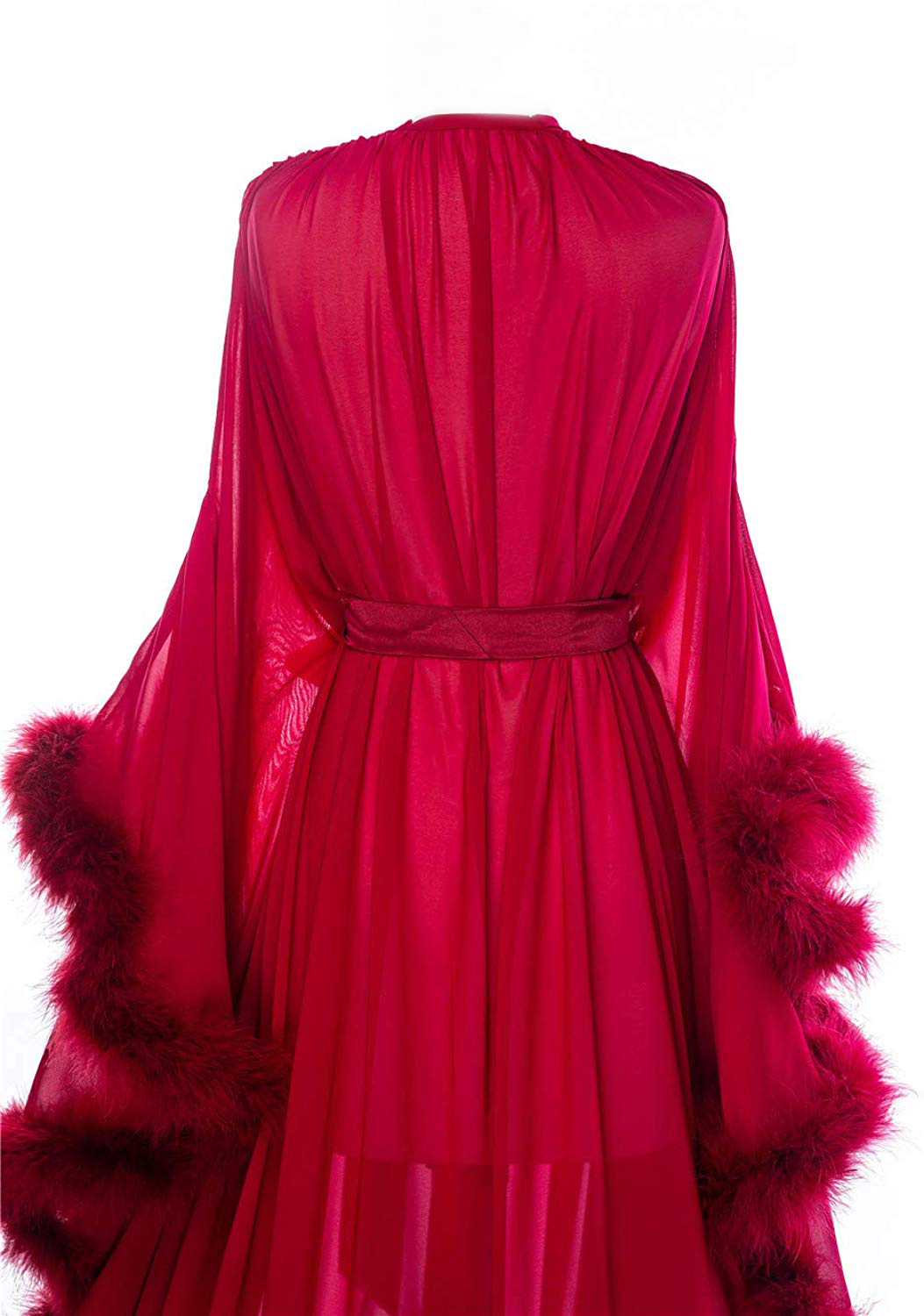 sexy feather chiffon evening robe v neck bridal robe wedding scarf long lingerie robe nightgown bathrobe sleepwear with belt