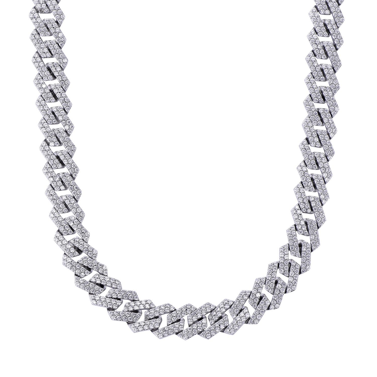 White Gold Plated Bling Mens Cuban Link Chain Choker Long Necklace New personalized CZ Stone Cubic Zirconia Rapper Punk Rock Grunge Jewelry Gifts for 