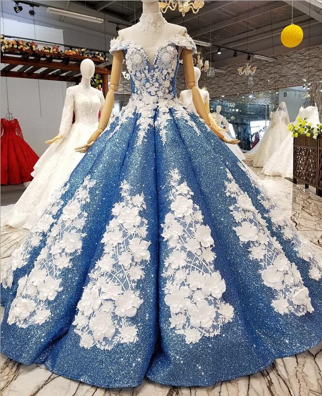 Luxury Sequined Prom Dresses Off The Shoulder Ruffles 3D Floral Appliques Pearls Special Occasion Dress Evening Wear Custom Made Pageant