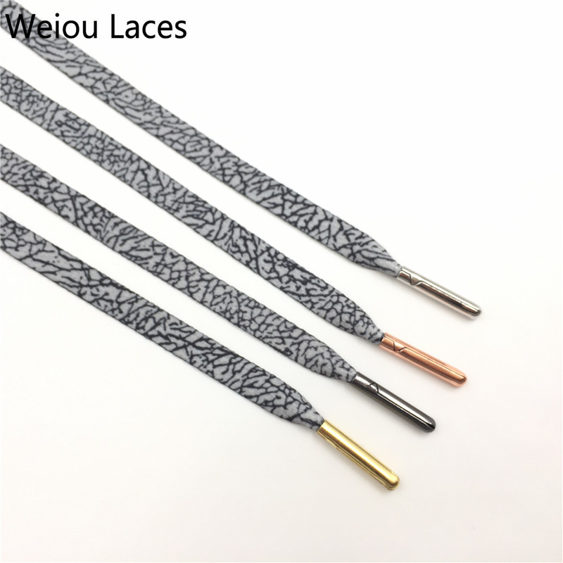 Weiou Galaxy Popular Elephant Printed Shoelaces Plain Flat Shoe Lace monolayer sublimated Ribbon Decor boot laces Strings grey black 120cm