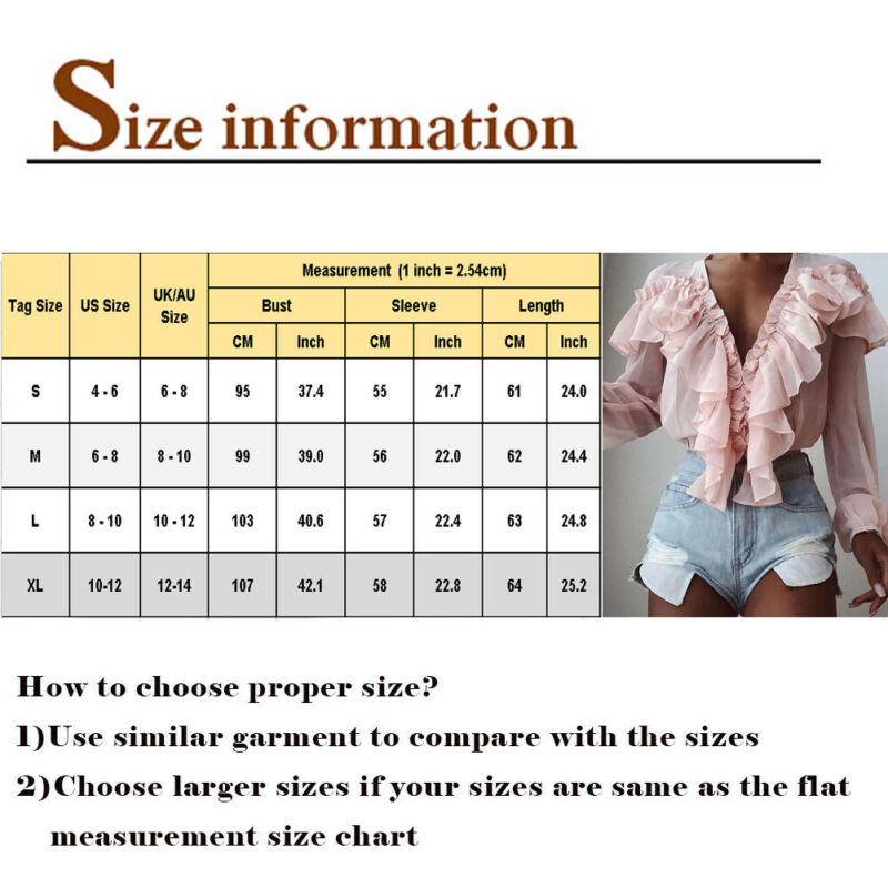 Womens Tops And Blouses Chiffon Solid Color V-Neck Ruffle Blouse Elegant Long Sleeve Shirt Ladies Dames Sweetwear Blusa