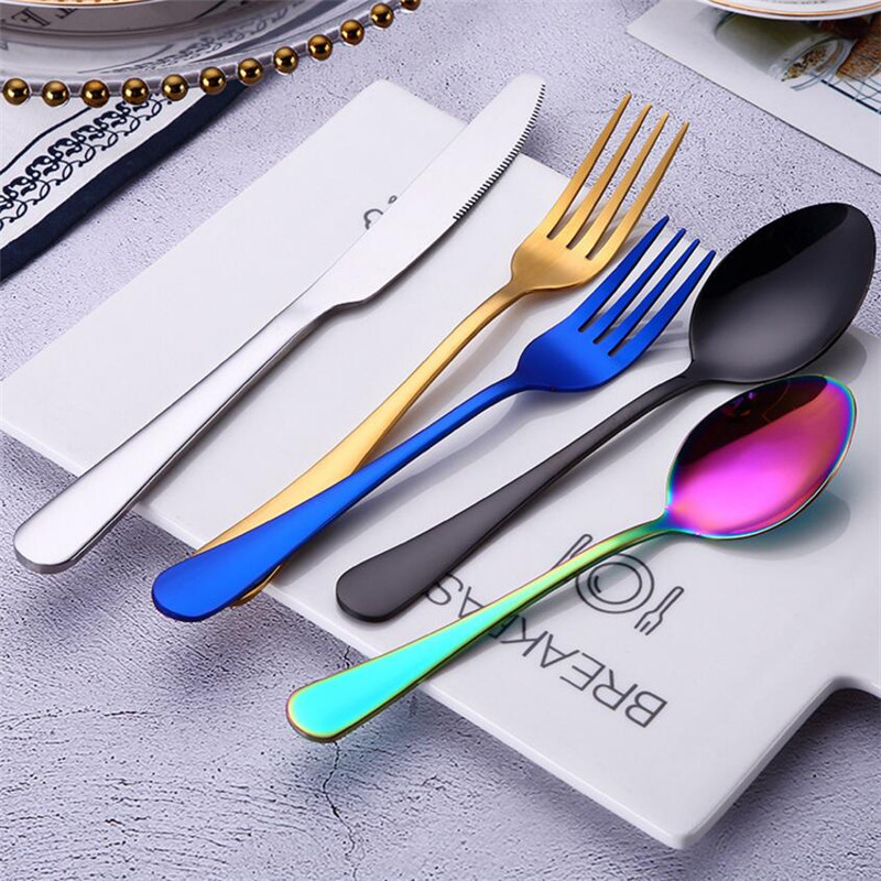 5 pcsset flatware sets 6 colors dinner set flatware fork knife spoon teaspoon sets elegant cutlery kitchen accessories9516703