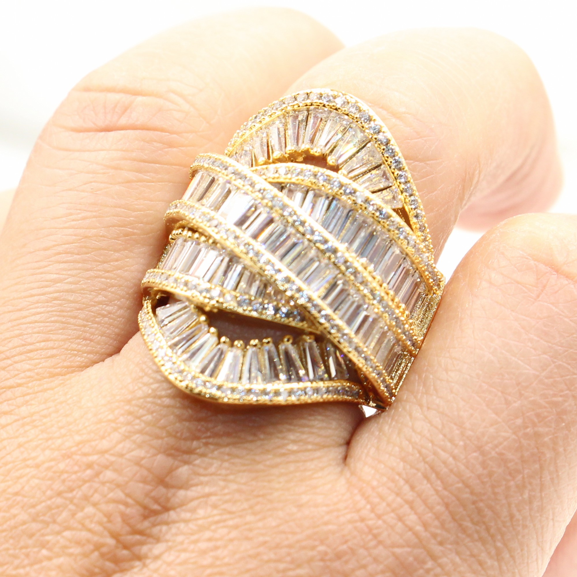 Victoria Wieck Rulalei Fashion Jewelry 925 Sterling Silver&Gold Fill Princess Cut White Topaz CZ Diamond Women Wedding Wide Eternity Ring