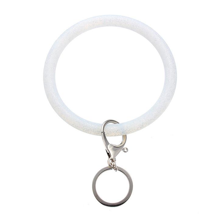 Silicone Wrist Key Ring Fashion Glitter Bracelet Sports Keychain Bracelets Bangle Round Key Rings Large O Keyring Jewelry