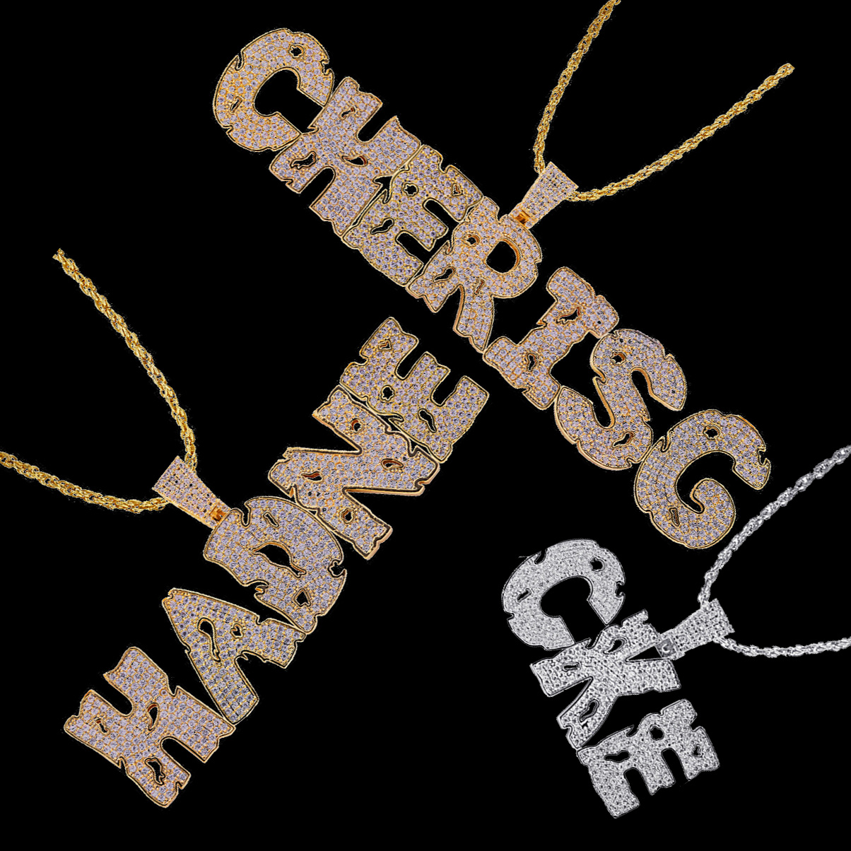 New personalized Diamond A-Z Initial Letter Custom Name Pendant Necklace Iced Out CZ 18K Gold Plated Hiphop DIY Jewelry for Men Women