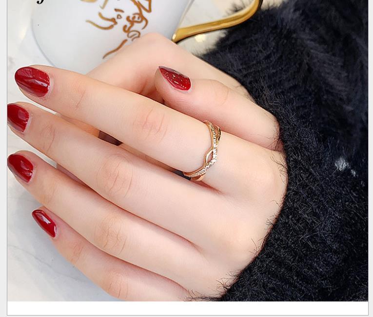 Double row inlaid stone Fashion Ring Jewelry index finger tail ring zircon ring